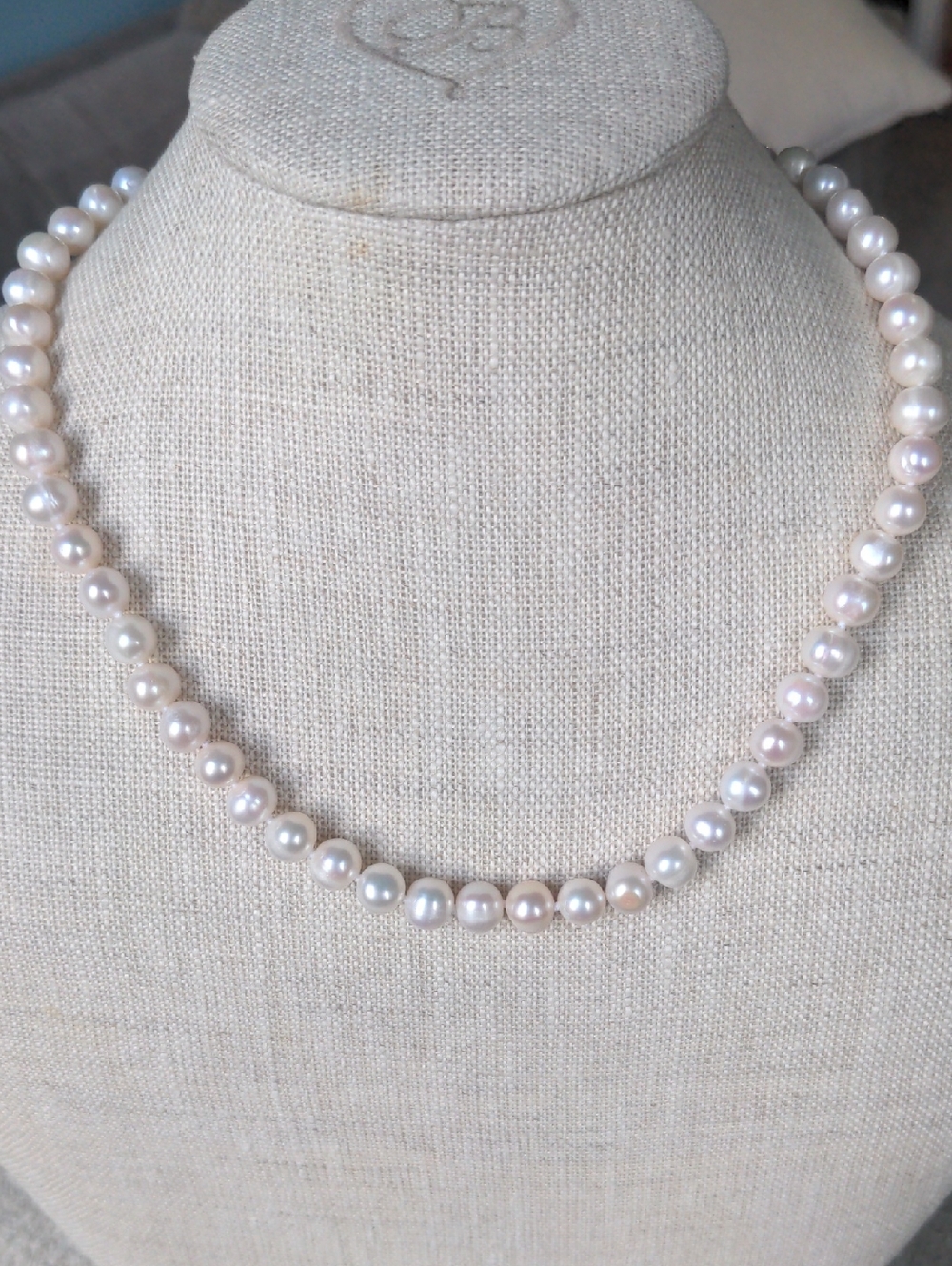 Effy Pearl Necklace Chok, Sterling Silver, New, White, 8 Millimeters. 16" Long